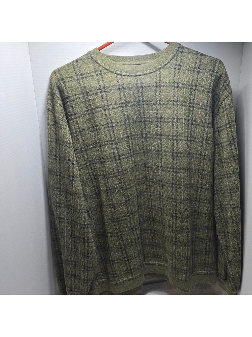 Olive Plaid Crewneck Sweater for Men
